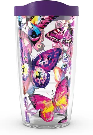 Tervis Butterfly Passion Made in USA Double Walled Insulated Tumbler Travel Cup Keeps Drinks Cold & Hot, 16oz, Classic