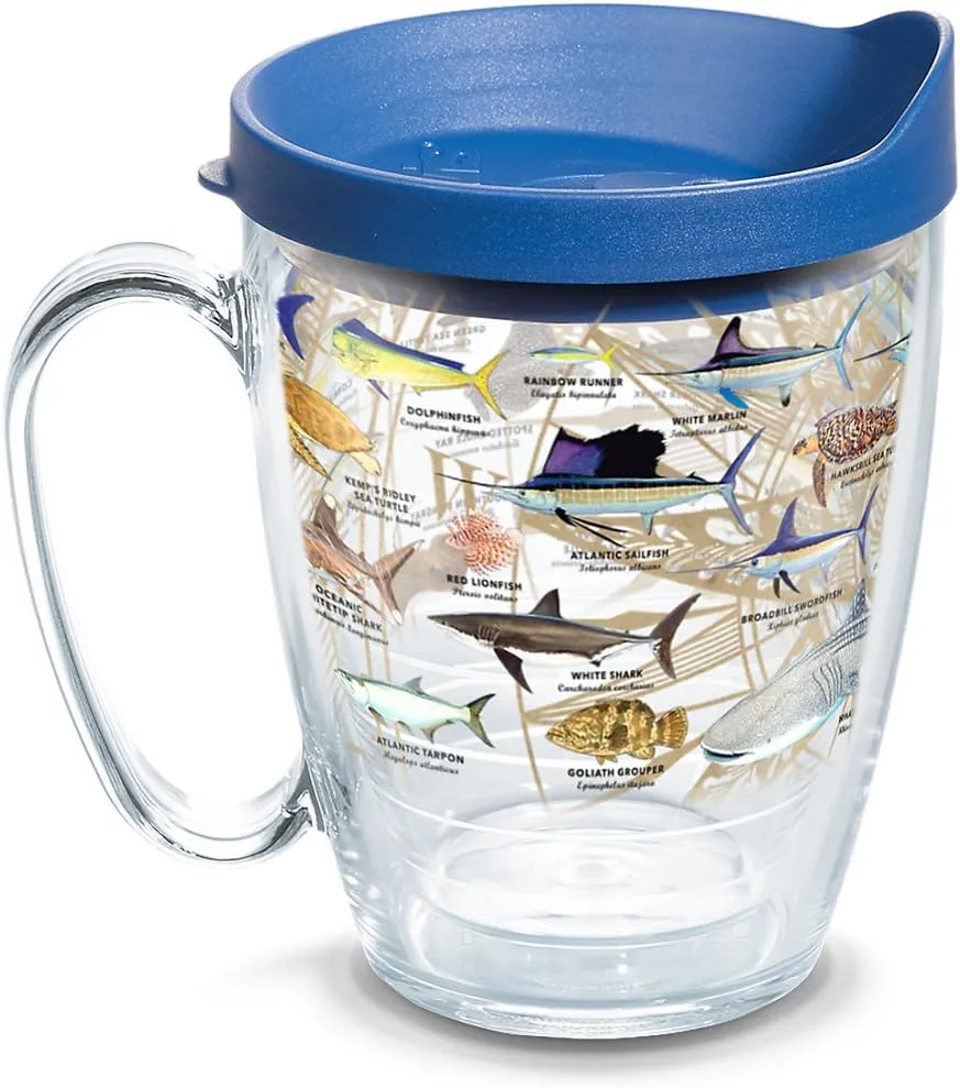 Tervis Guy Harvey Charts Made in USA Double Walled Insulated Tumbler Travel Cup Keeps Drinks Cold & Hot, 16oz Mug, Classic