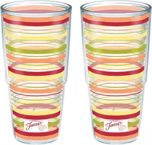 Tervis Made in USA Double Walled Fiesta Insulated Tumbler Cup Keeps Drinks Cold & Hot, 24oz - 2pk, Sunny Stripes