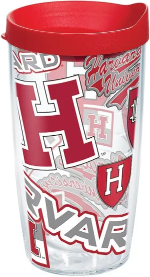 Tervis Made in USA Double Walled Harvard University Crimson Insulated Tumbler Cup Keeps Drinks Cold & Hot, 16oz, All Over