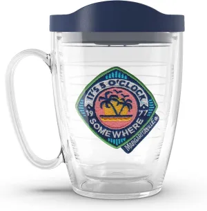 Tervis Margaritaville - 5 O'Clock Somewhere Palm Made in USA Double Walled Insulated Tumbler Travel Cup Keeps Drinks Cold & Hot, 16oz Mug, Classic