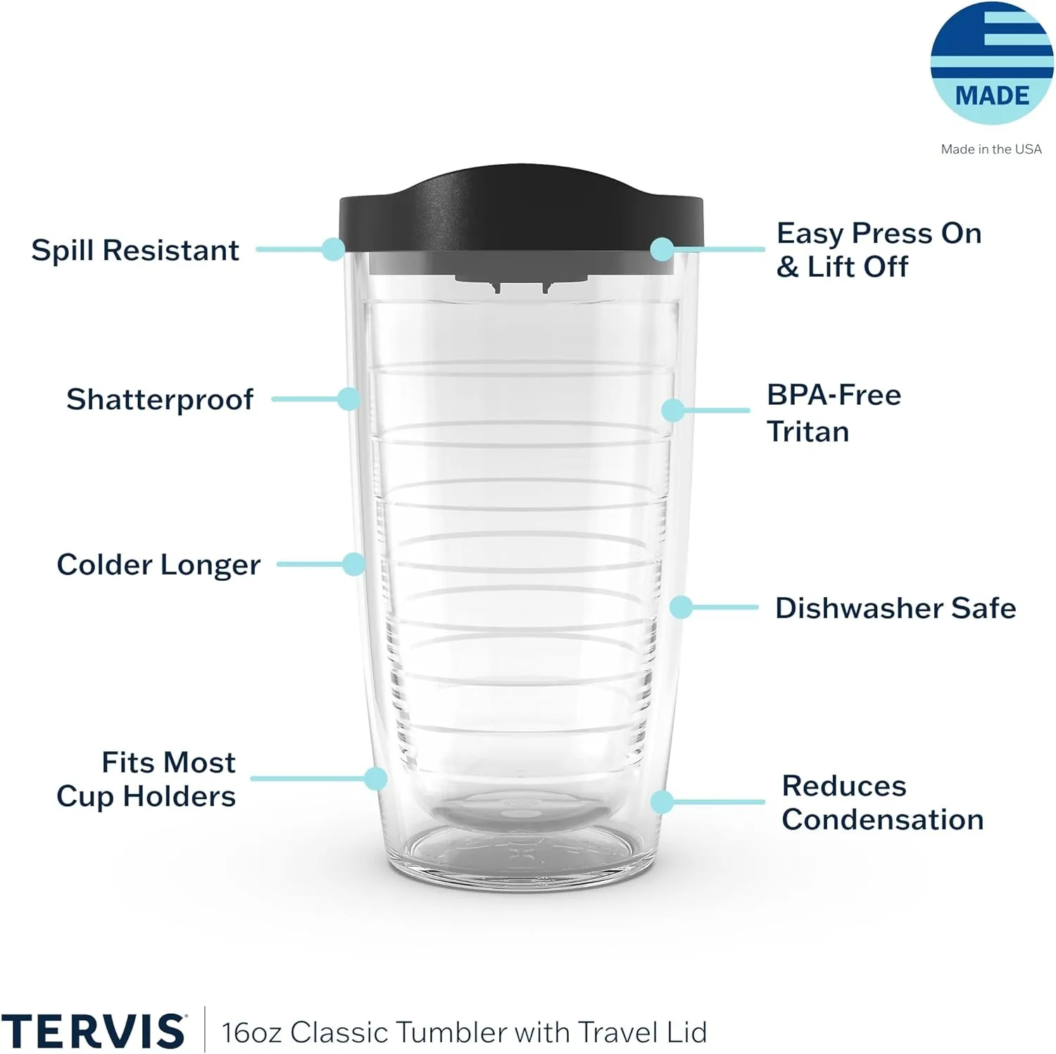 Tervis Plaid Cat Made in USA Double Walled Insulated Tumbler Travel Cup Keeps Drinks Cold & Hot, 16oz, Classic