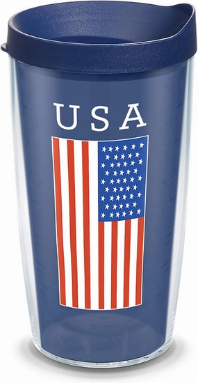 Tervis Americana USA Flag Made in USA Double Walled Insulated Tumbler Travel Cup Keeps Drinks Cold & Hot, 16oz, Classic