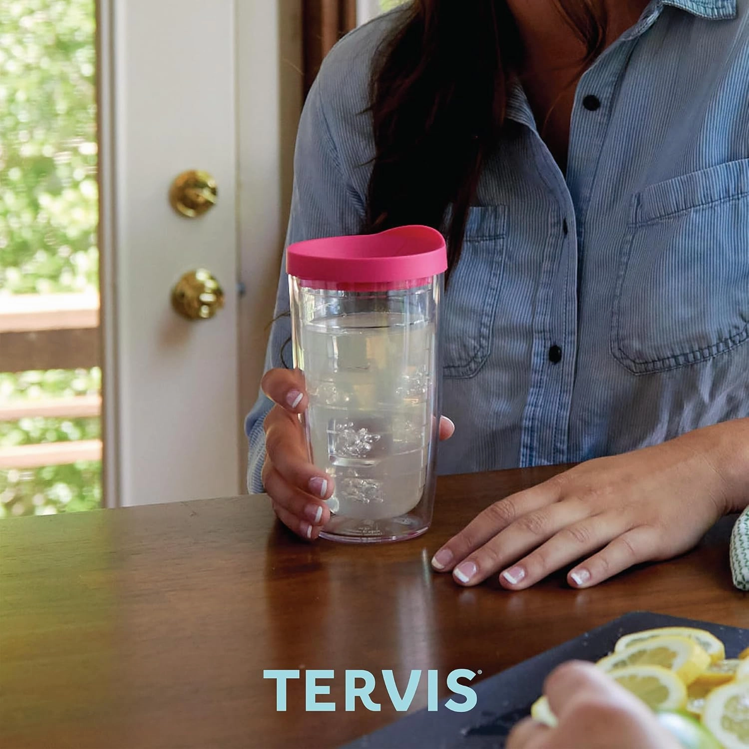 Tervis Fiesta Meadow Stripes Made in USA Double Walled Insulated Tumbler Travel Cup Keeps Drinks Cold & Hot, 16oz, Classic Lidded