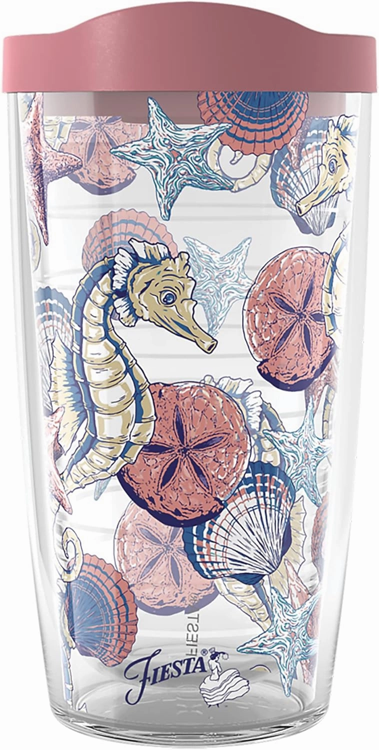 Tervis Fiesta Sea Horsing Around Made in USA Double Walled Insulated Tumbler Cup Keeps Drinks Cold & Hot, 16oz, Sea Horse