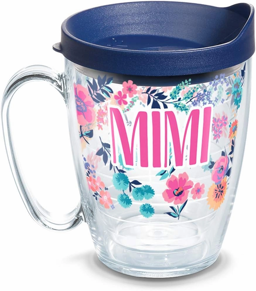 Tervis Made in USA Double Walled Dainty Floral Mother's Day Insulated Tumbler Cup Keeps Drinks Cold & Hot, 16oz Mug, Mimi