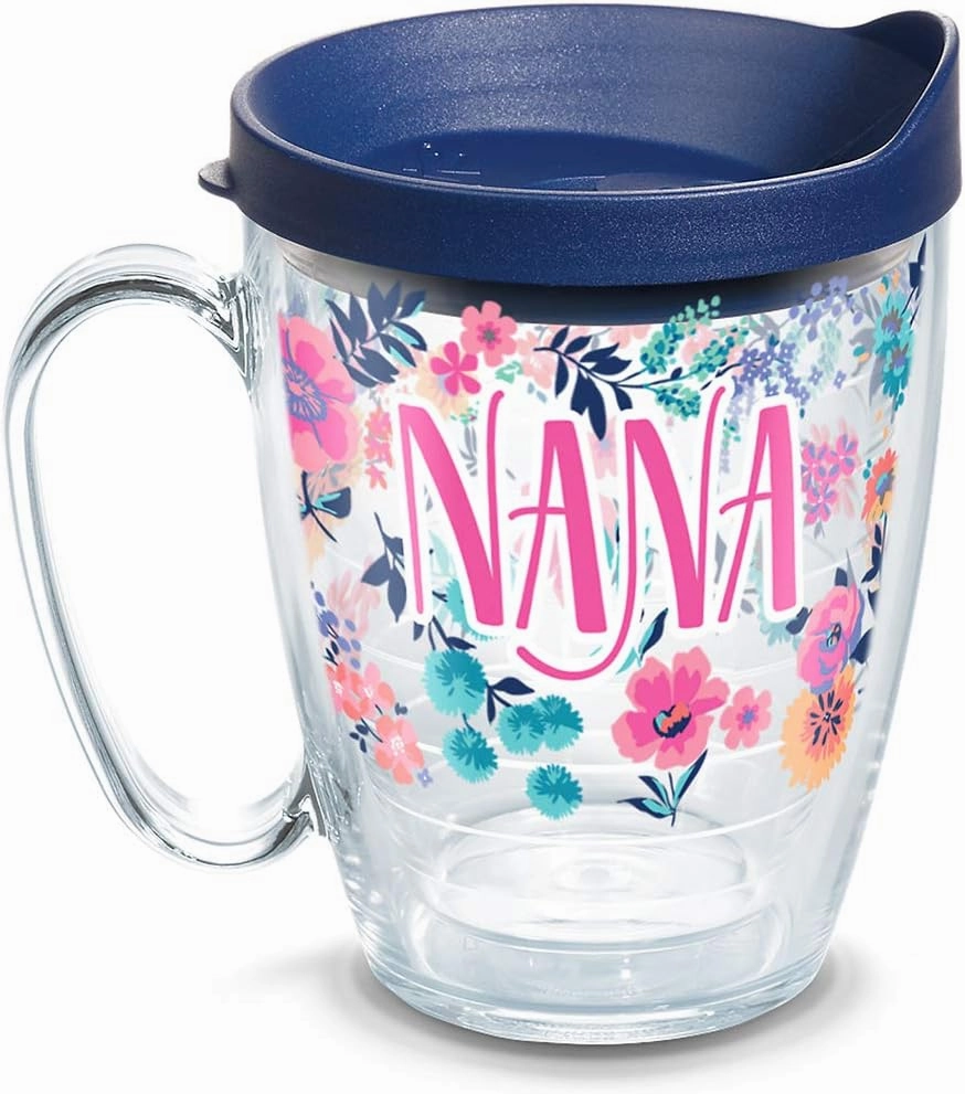 Tervis Made in USA Double Walled Dainty Floral Mother's Day Insulated Tumbler Cup Keeps Drinks Cold & Hot, 16oz Mug, Nana