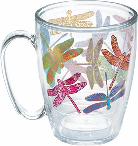 Tervis Made in USA Double Walled Dragonfly Mandala Insulated Tumbler Cup Keeps Drinks Cold & Hot, 16oz Mug Unlidded, Classic