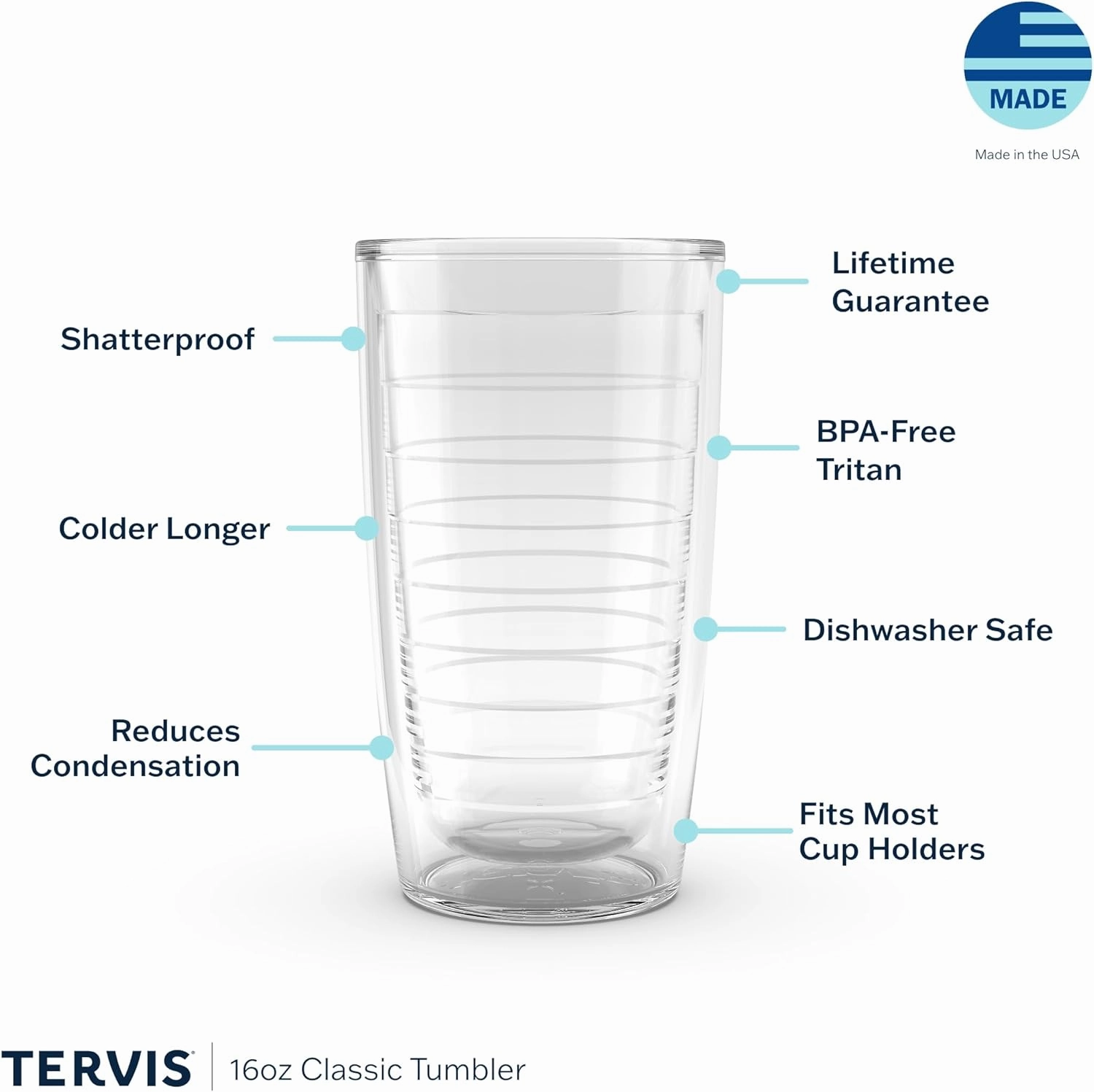 Tervis Made in USA Double Walled Fiesta Insulated Tumbler Cup Keeps Drinks Cold & Hot, 16oz - 4pk, Sunny Stripes