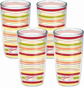 Tervis Made in USA Double Walled Fiesta Insulated Tumbler Cup Keeps Drinks Cold & Hot, 16oz - 4pk, Sunny Stripes