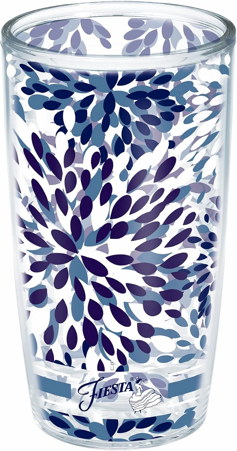 Tervis Made in USA Double Walled Fiesta Insulated Tumbler Cup Keeps Drinks Cold & Hot, 16oz - No Lid, Lapis Calypso