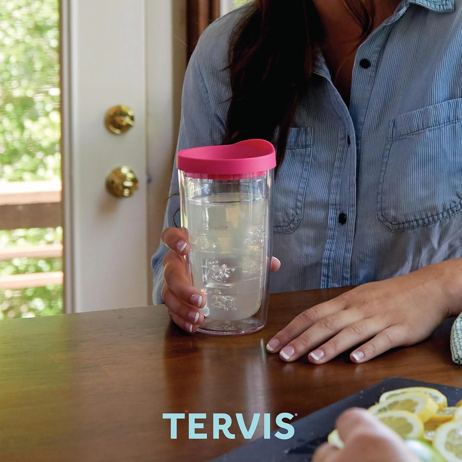 Tervis Made in USA Double Walled Fiesta Insulated Tumbler Cup Keeps Drinks Cold & Hot, 16oz, Lapis Calypso