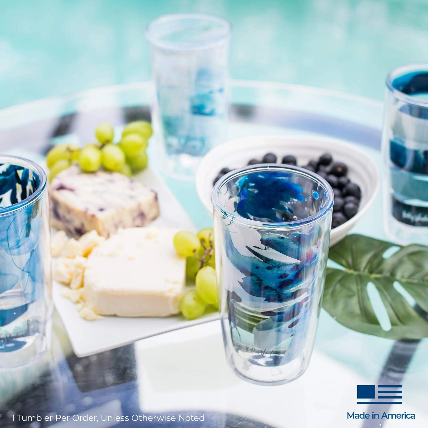 Tervis Made in USA Double Walled Kelly Ventura Insulated Tumbler Cup Keeps Drinks Cold & Hot, 16oz 4pk, Bloom Slate