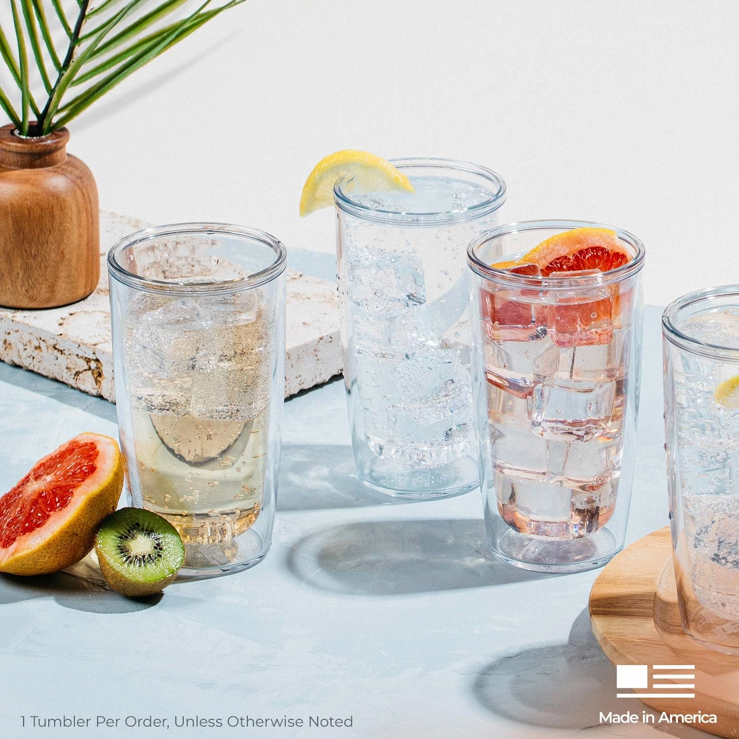 Tervis Made in USA Double Walled Kelly Ventura Insulated Tumbler Cup Keeps Drinks Cold & Hot, 16oz 4pk, Bloom Slate