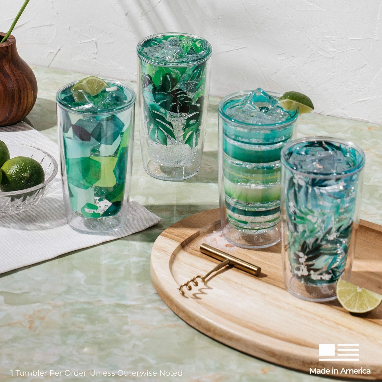 Tervis Made in USA Double Walled Kelly Ventura Insulated Tumbler Cup Keeps Drinks Cold & Hot, 16oz 4pk, Bloom Slate