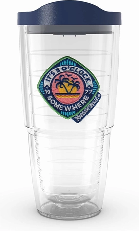 Tervis Margaritaville - 5 O'Clock Somewhere Palm Made in USA Double Walled Insulated Tumbler Travel Cup Keeps Drinks Cold & Hot, 24oz, Classic