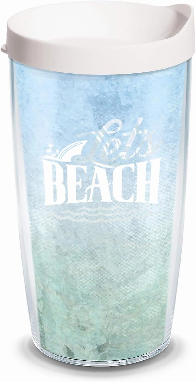 Tervis Margaritaville Landshark Lets Beach Made in USA Double Walled Insulated Tumbler Travel Cup Keeps Drinks Cold & Hot, 16oz, Classic