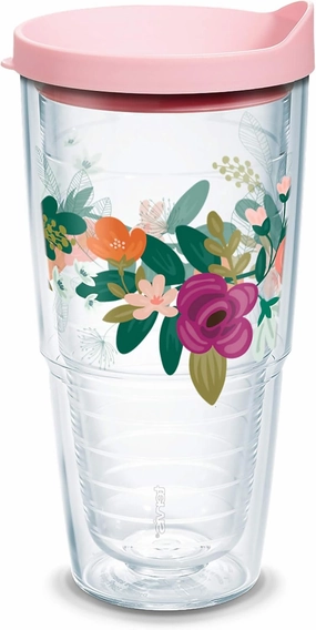 Tervis Neo Mint Floral Made in USA Double Walled Insulated Tumbler Travel Cup Keeps Drinks Cold & Hot, 24oz, Classic