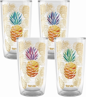 Tervis Pineapple Delight Collection Made in USA Double Walled Insulated Tumbler Travel Cup Keeps Drinks Cold & Hot, 16oz - 4pk, Assorted