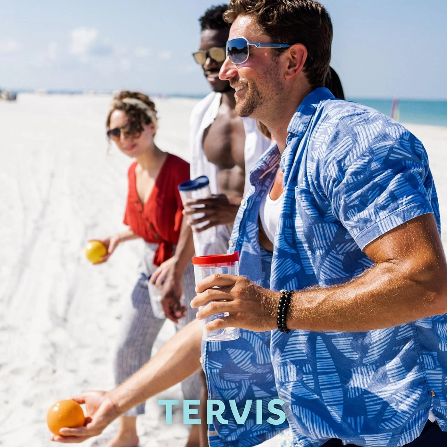 Tervis Plastic Made in USA Double Walled Fiesta Insulated Tumbler Cup Keeps Drinks Cold & Hot, 16oz - No Lid, Poppy Dots