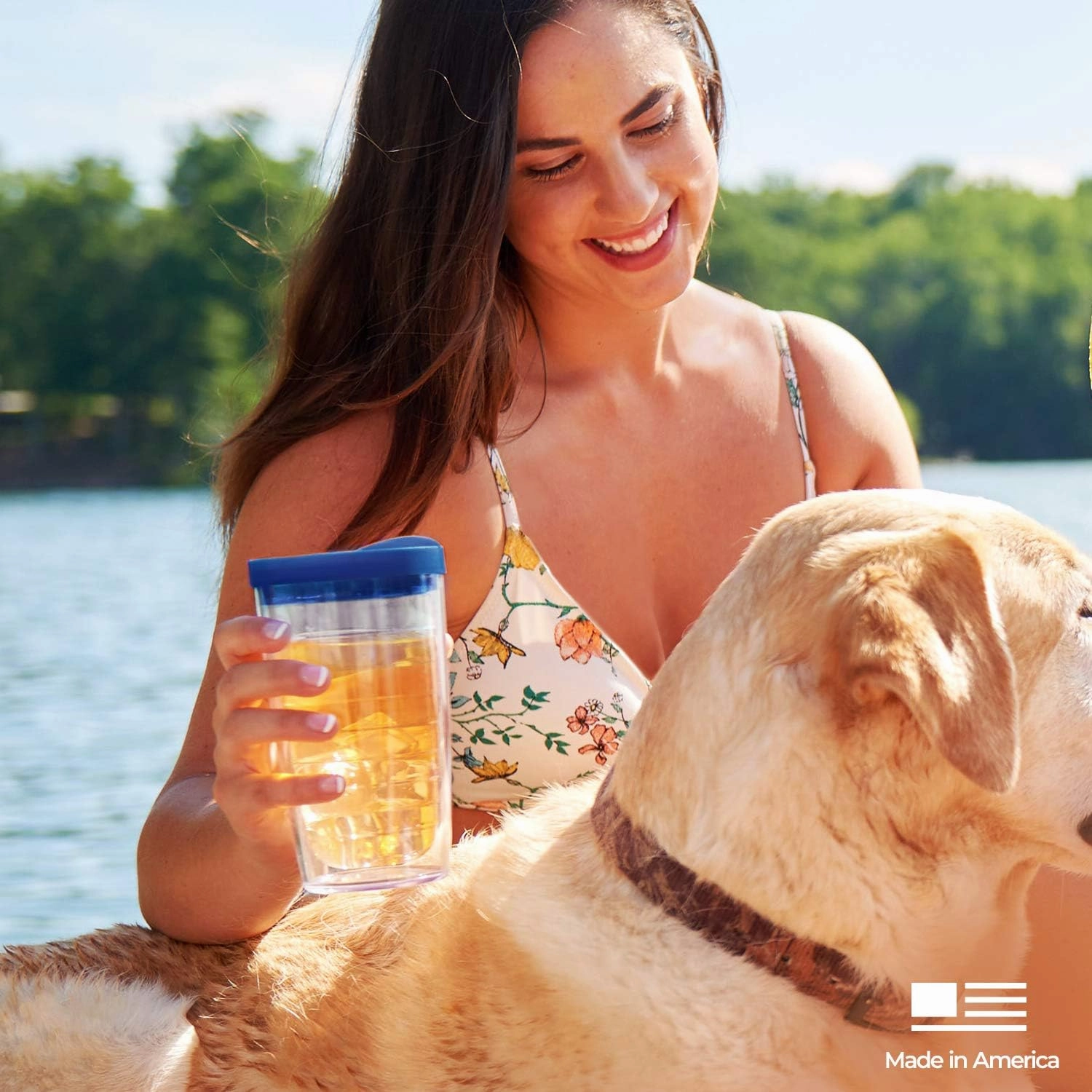 Tervis Plastic Made in USA Double Walled Fiesta Insulated Tumbler Cup Keeps Drinks Cold & Hot, 16oz - No Lid, Poppy Dots
