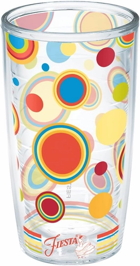 Tervis Plastic Made in USA Double Walled Fiesta Insulated Tumbler Cup Keeps Drinks Cold & Hot, 16oz - No Lid, Poppy Dots