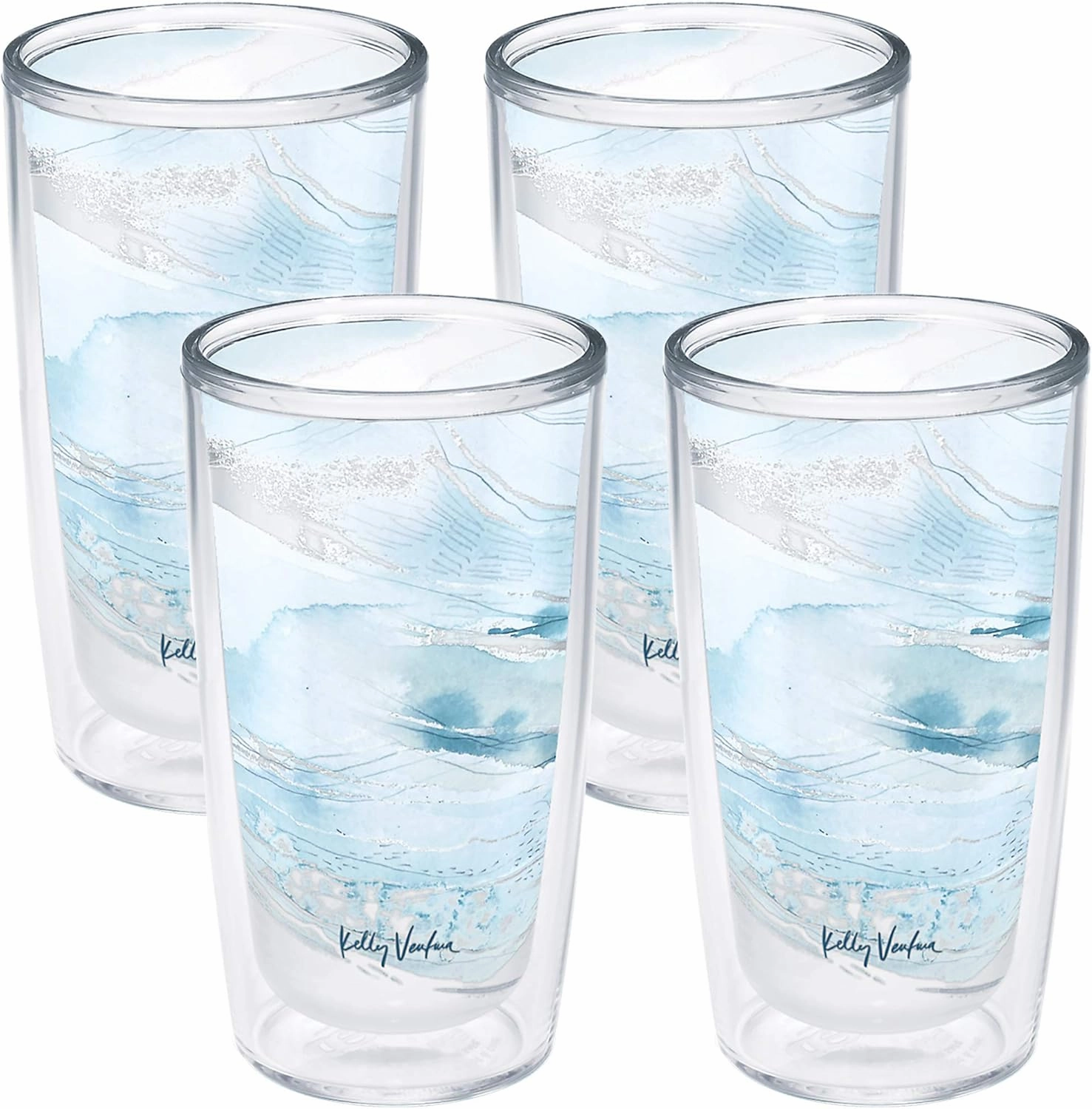 Tervis Plastic Made in USA Double Walled Kelly Ventura Insulated Tumbler Cup Keeps Drinks Cold & Hot, 16oz 4pk, Currents