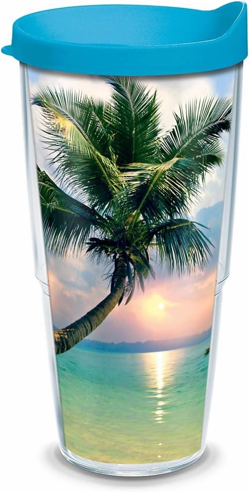 Tervis Sunset in Paradise Made in USA Double Walled Insulated Tumbler Travel Cup Keeps Drinks Cold & Hot, 24oz, Classic