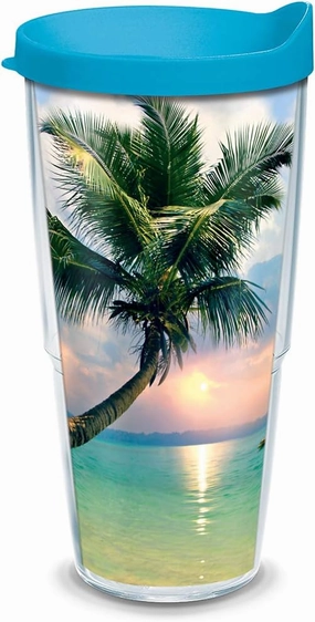 Tervis Sunset in Paradise Made in USA Double Walled Insulated Tumbler Travel Cup Keeps Drinks Cold & Hot, 24oz, Classic