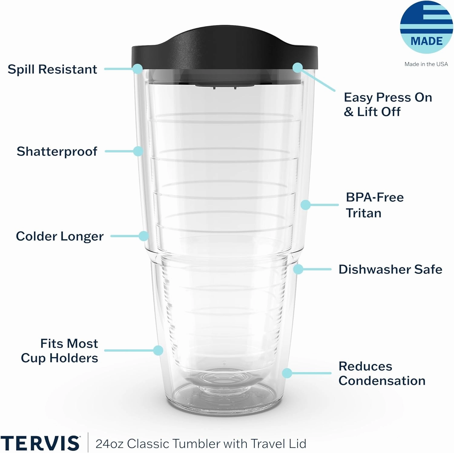 Tervis Sunset in Paradise Made in USA Double Walled Insulated Tumbler Travel Cup Keeps Drinks Cold & Hot, 24oz, Classic