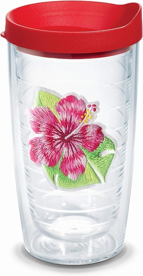 Tervis Tropical Hibiscus Collection Made in USA Double Walled Insulated Tumbler Travel Cup Keeps Drinks Cold & Hot, 16oz, Island Hibiscus Red