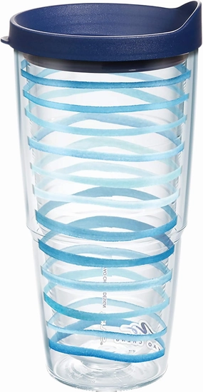 Tervis Yao Cheng Sea Stripe Made in USA Double Walled Insulated Tumbler Travel Cup Keeps Drinks Cold & Hot, 24oz, Classic