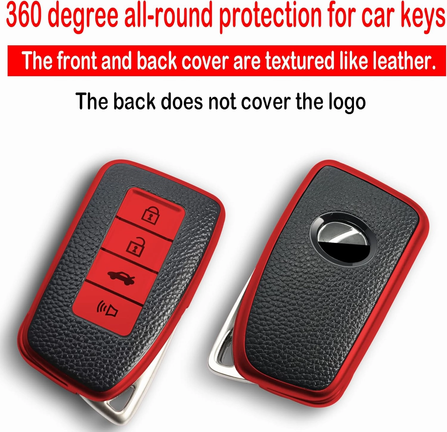 Texture Key fob Cover with Keychain Compatible with Lexus,Soft TPU Key case/Skin,4-Buttons fit ES is GS NX RX RC GX LX 570 200 250 300 350 h F Sport Remote Key Vehicle Accessories,red