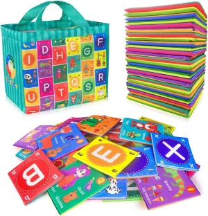 teytoy Baby Soft Alphabet Cards Toys, 26Pcs ABC Alphabet Flash Cards Early Learning Toy with Storage Bag, Washable Soft letter Toy for Toddlers Kids Boys Girls Over 0 Years