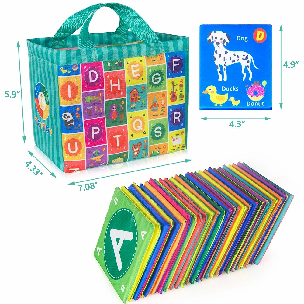 teytoy Baby Soft Alphabet Cards Toys, 26Pcs ABC Alphabet Flash Cards Early Learning Toy with Storage Bag, Washable Soft Letter Toy for Toddlers Kids Boys Girls Over 0 Years