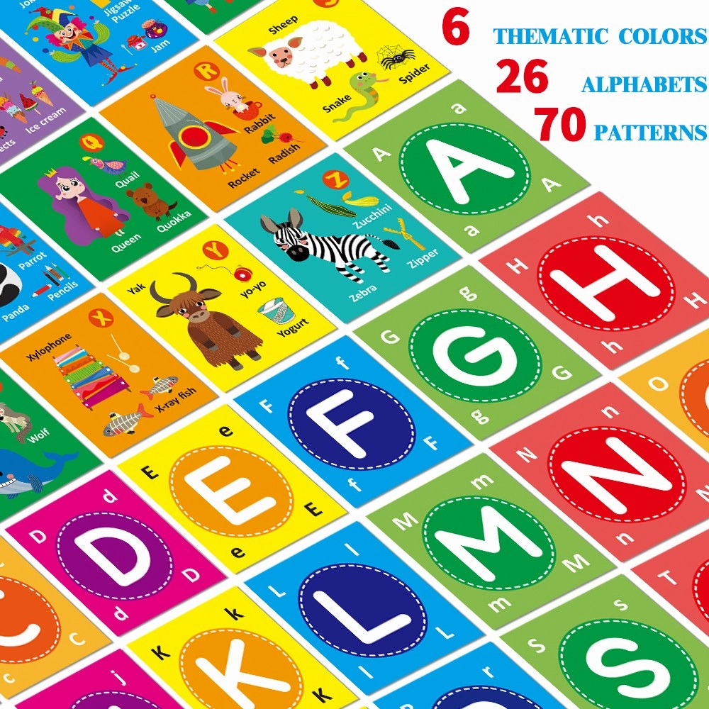 teytoy Baby Soft Alphabet Cards Toys, 26Pcs ABC Alphabet Flash Cards Early Learning Toy with Storage Bag, Washable Soft Letter Toy for Toddlers Kids Boys Girls Over 0 Years