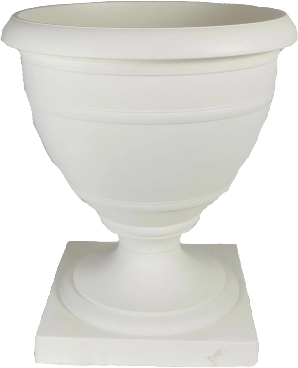 The HC Companies 18 Inch Tall Olympia Plastic Urn Lightweight Outdoor Plastic Plant Pot for Flowers, White