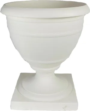 The HC Companies 18 Inch Tall Olympia Plastic Urn Lightweight Outdoor Plastic Plant Pot for Flowers, White