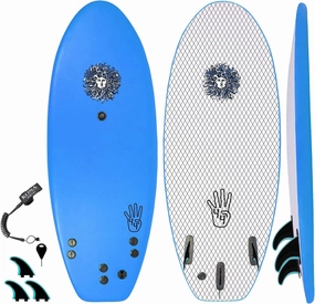 The 4-4 Surfboard for Beginners Kids and Adults - Soft Top Foam Surfboards for Beach - Surf as a Boogie Board Bodyboard or Softboard - Includes Fins and Leash