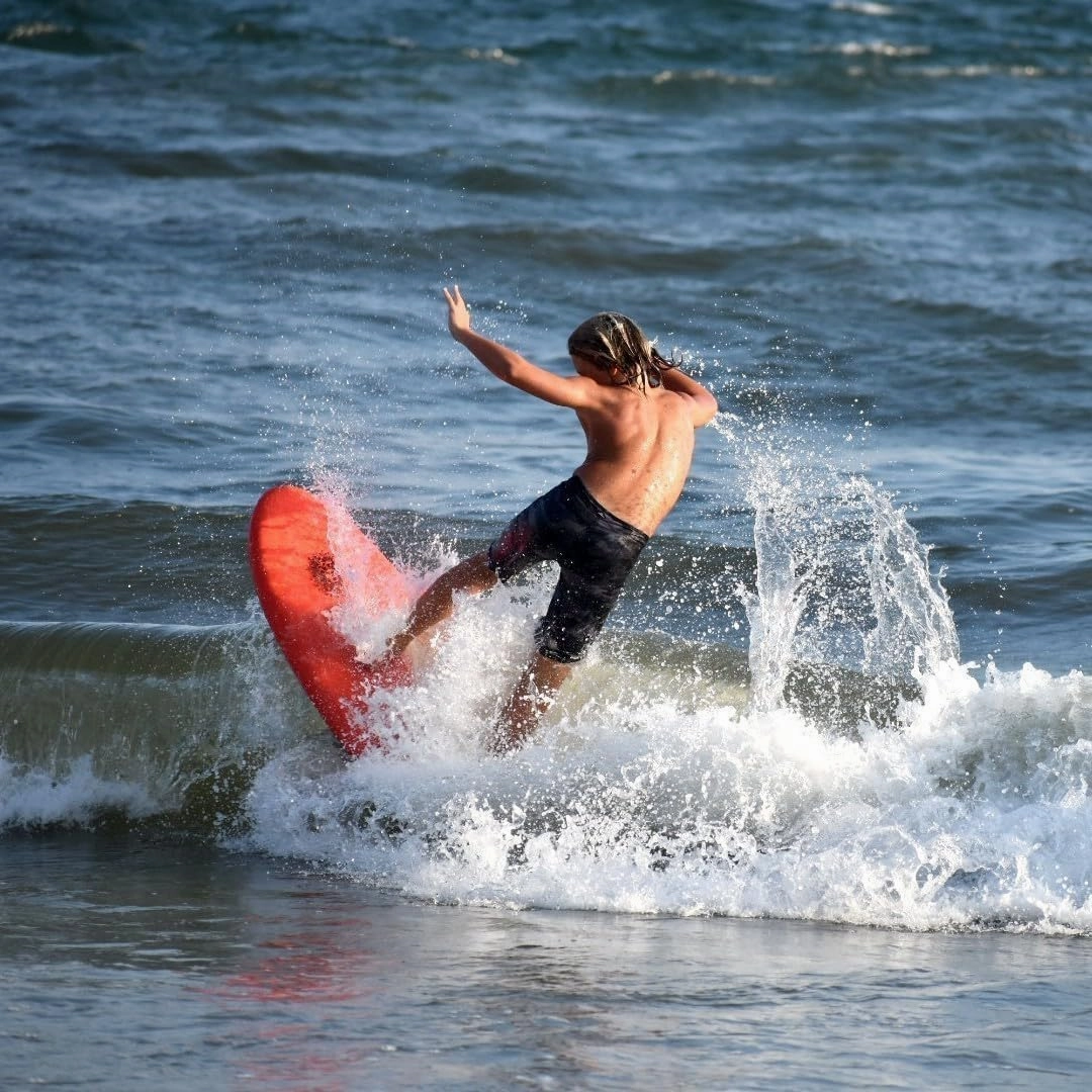 The 4-4 Surfboard for Beginners Kids and Adults - Soft Top Foam Surfboards for Beach - Surf as a Boogie Board Bodyboard or Softboard - Includes Fins and Leash