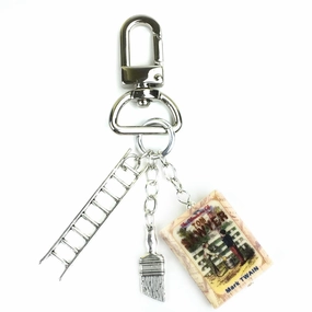 The Adventures of Tom Sawyer Mark Twain Clay Mini Book Key Chain Bag Purse Backpack Clasp Clip Lock