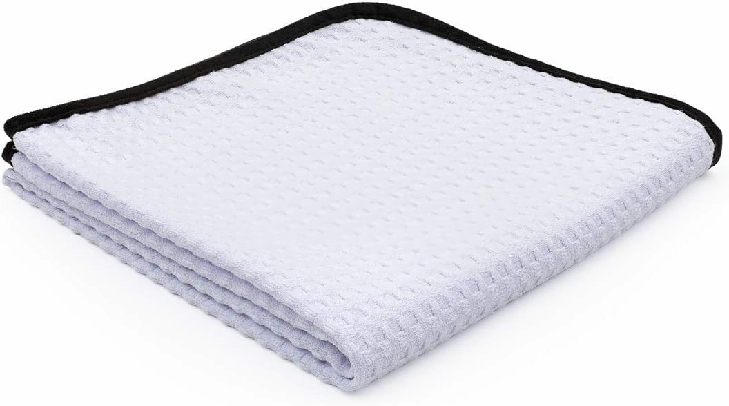 The Rag Company - Dry Me A River - Professional Korean 70/30 Blend Microfiber Waffle-Weave Drying & Detailing Towels, Soft Suede Edges, 390GSM, 20in x 40in, White (2-Pack)