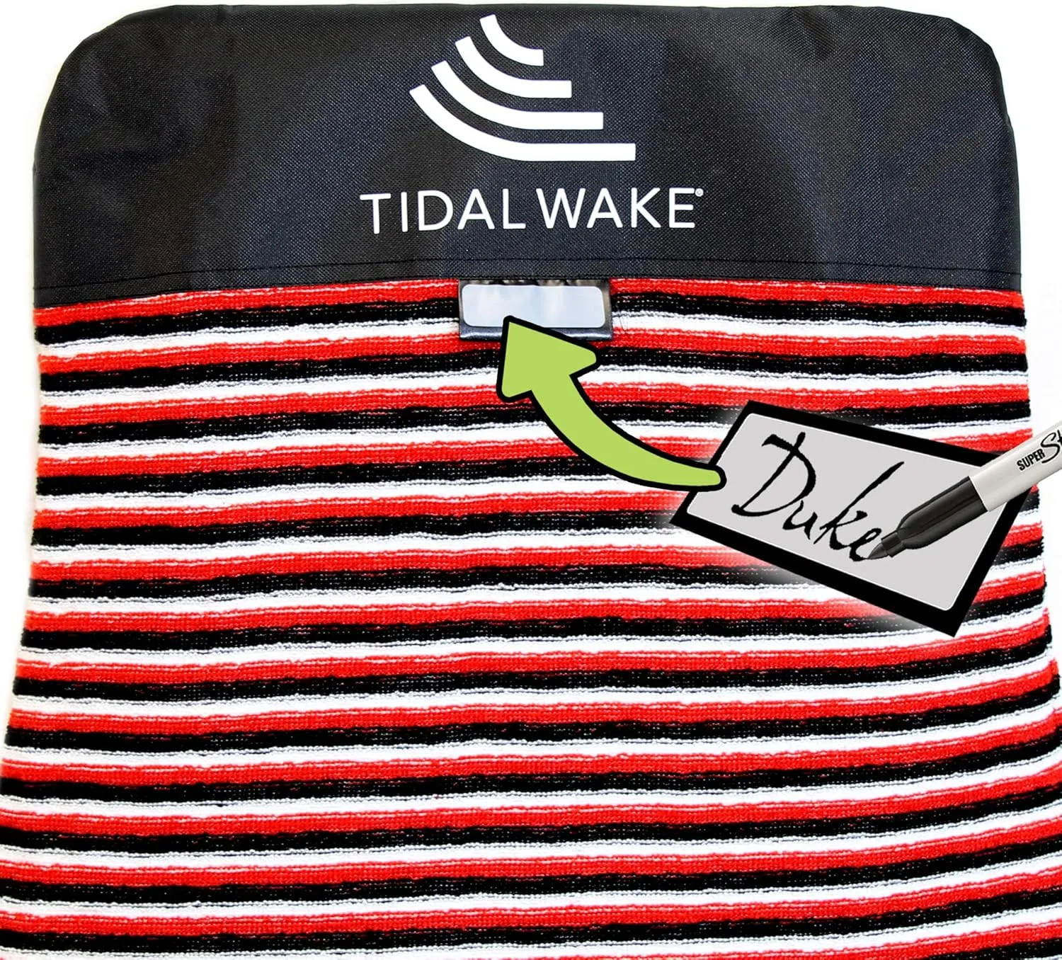 Tidal Wake TAG-IT Surf & Wake Board Socks, SNUB NOSE STYLE, Built-In Tag to Personalize with Your Name, 58" Long, 21" Wide