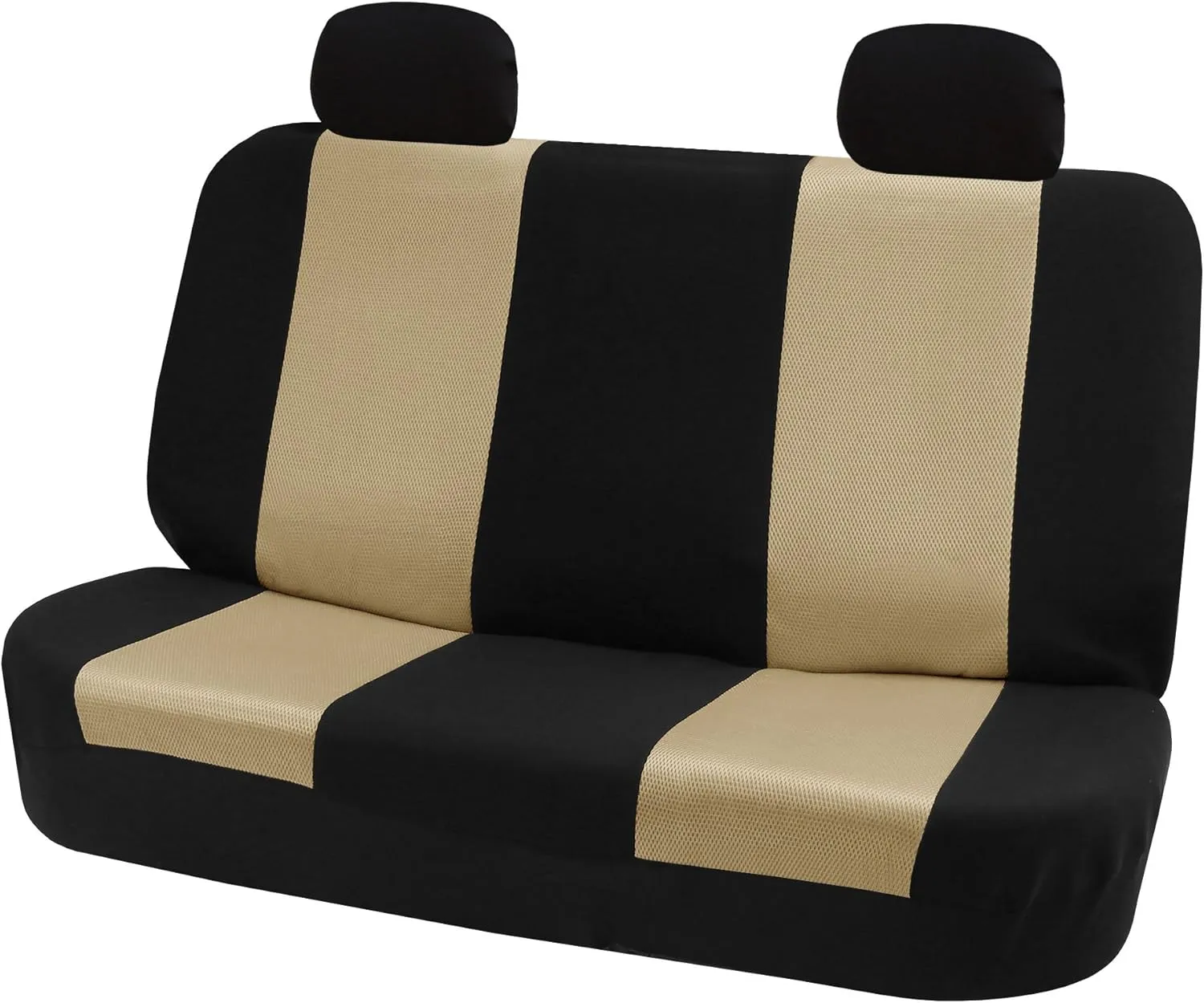 TLH Classic Cloth Automotive Car Seat Covers Rear Set, Beige Universal Fit Car Seat Covers Protector for Cars, Auto, Trucks, SUV