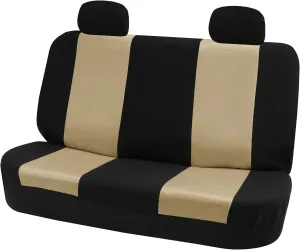 TLH Classic Cloth Automotive Car Seat Covers Rear Set, Beige Universal Fit Car Seat Covers Protector for Cars, Auto, Trucks, SUV