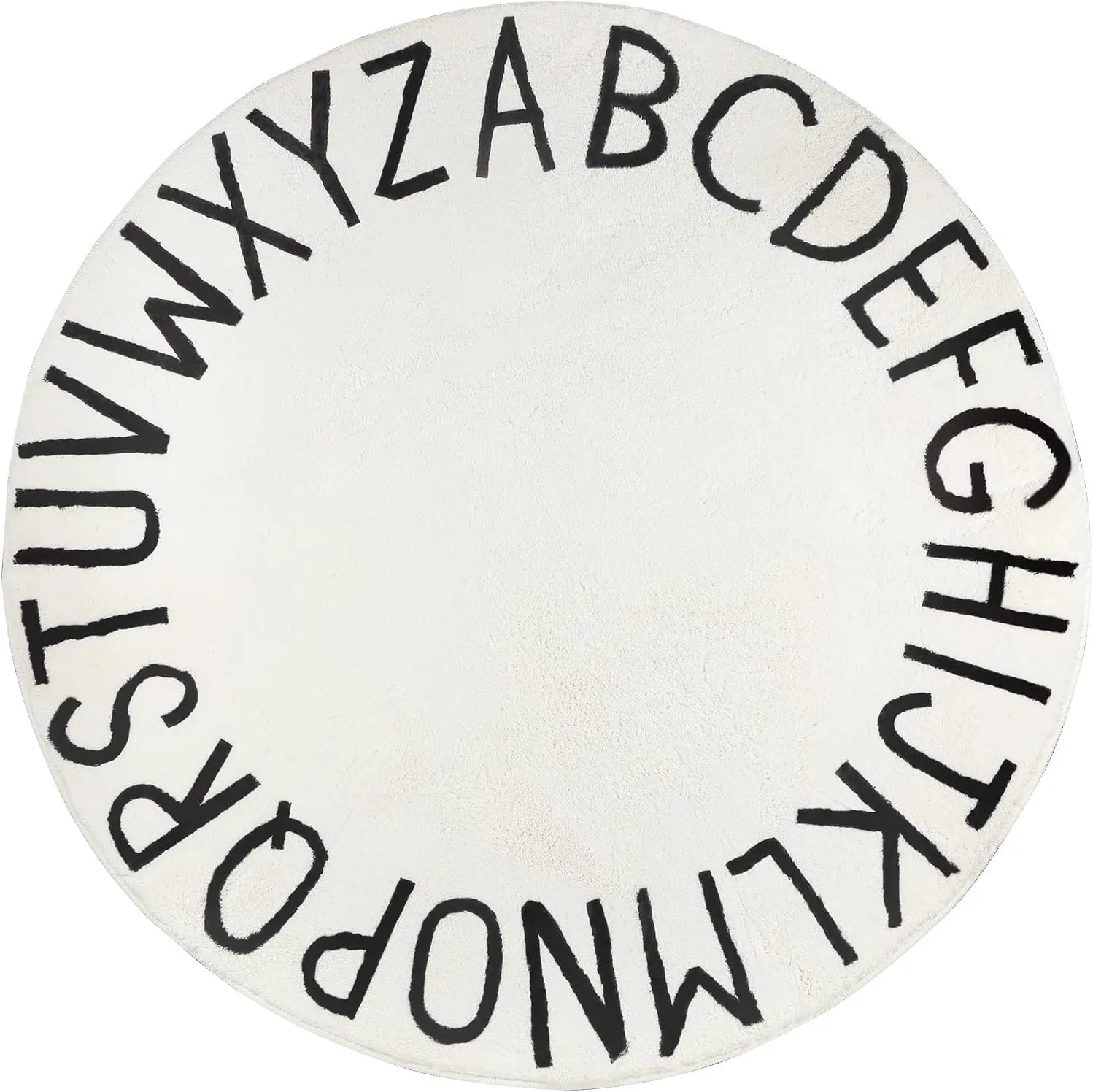 Topotdor Round Kids Play Rug Alphabet Nursery Area Rug Extra Large Soft Crawling Play Mat for Children Toddlers Bedroom (40 inch, Beige)
