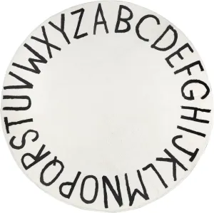 Topotdor Round Kids Play Rug Alphabet Nursery Area Rug Extra Large Soft Crawling Play Mat for Children Toddlers Bedroom (40 inch, Beige)