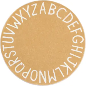 Topotdor Round Kids Play Rug Alphabet Nursery Area Rug Extra Large Soft Crawling Play Mat for Children Toddlers Bedroom (47 inch, Brown)