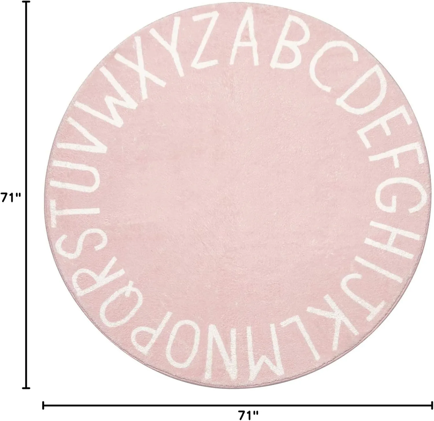 Topotdor Round Kids Play Rug Alphabet Nursery Area Rug Extra Large Soft Crawling Play Mat for Children Toddlers Bedroom (71 inch, Pink)