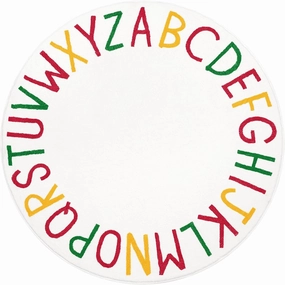 Topotdor ABC Round Kids Play Rug Alphabet Nursery Area Rug Extra Large Soft Crawling Play Mat for Children Toddlers Bedroom (47 inch,Christmas Red)